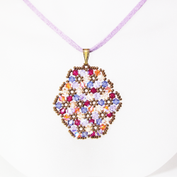 Pendant 45cm - Terence Oval-Mauve Suedine - Pendant 45cm - Laiton bronze